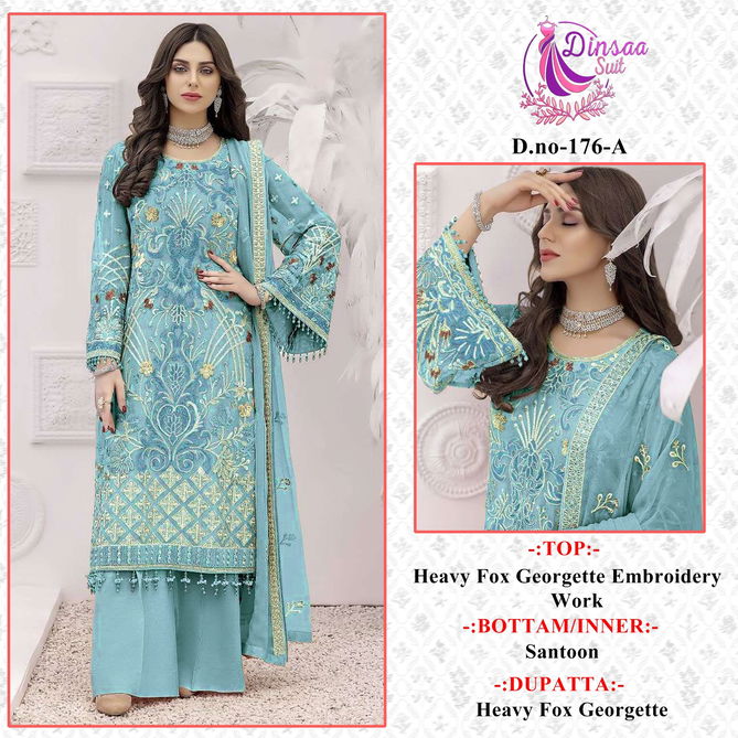 Dinsaa 176 Fancy Georgette Wholesale Pakistani Suit Catalog